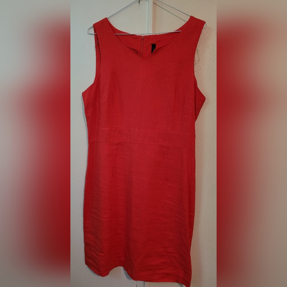 Size L - Lori Michaels red, linen-blend dress - barely worn